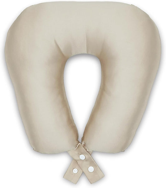 Moripilo Neck Pillow, Compact, Airplane, 100% Silk, Gentle on Skin and Hair), Neck Pillow, Travel Pillow, Neck Cushion, Neck Cushion, Fun de Silk Neck Pillow (Gold Beige)