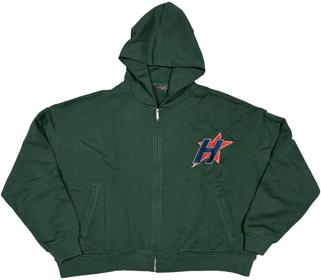 HAPPY MEMORIES DON'T DIE HMDD 'GREEN' H STAR ZIP UP HOODIE