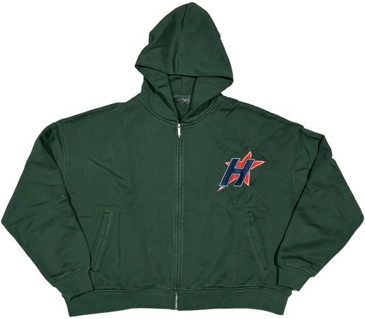 HAPPY MEMORIES DON'T DIE HMDD 'GREEN' H STAR ZIP UP HOODIE
