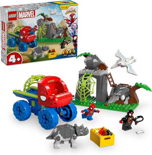 LEGO MARVEL Spidey and the Amazing Friends: Dinosaur Truck Rescue, Toy, Birthday Present, Blocks, Educational, Boys, Girls, Children, 4, 5, 6 Years, Marvel Merchandise, Figure, 11199