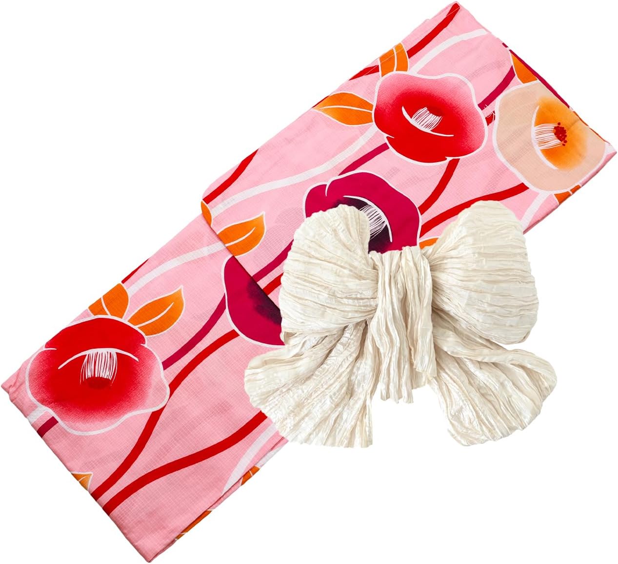 SAKIKU-EN Ready-to-wear! Chito-Shiki Red Plum Woven Women's Yukata, Tailored Yukata, Easy Yukata Belt, Present, 2-Piece Set