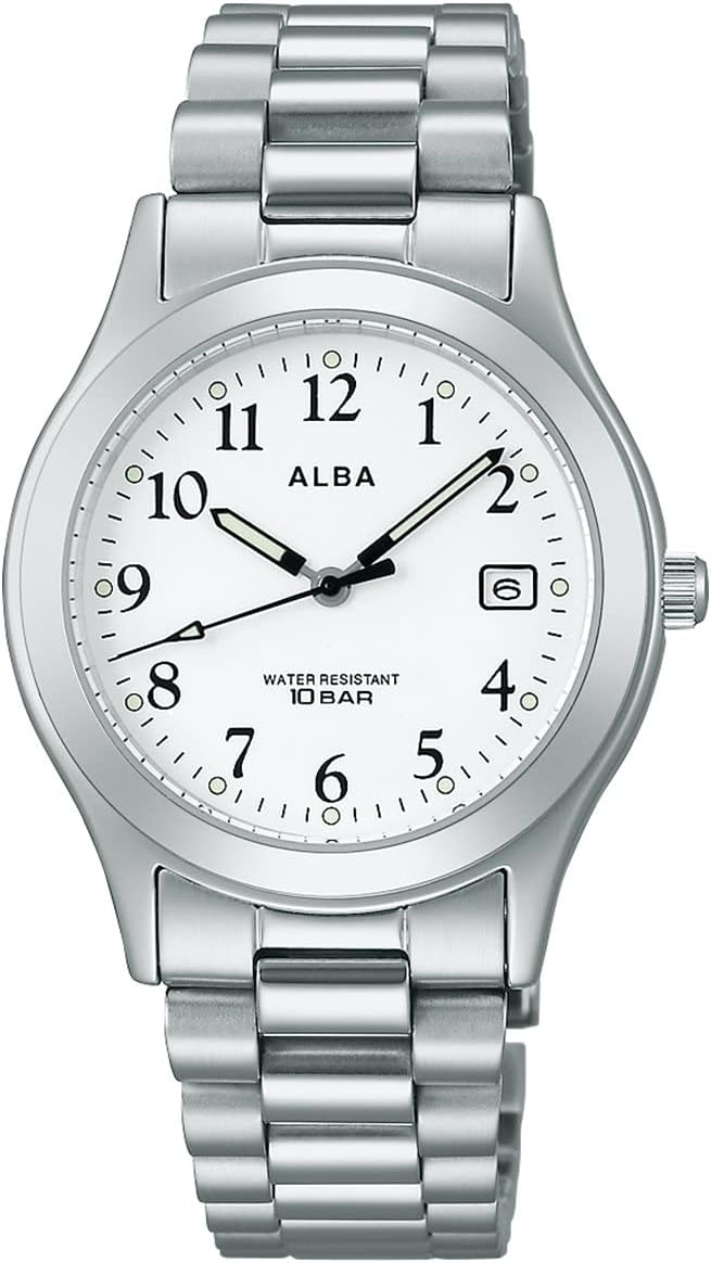 Seiko AQGK475 Men's Wristwatch, Alba, Standard Quartz, Silver, Silver, Bracelet Type