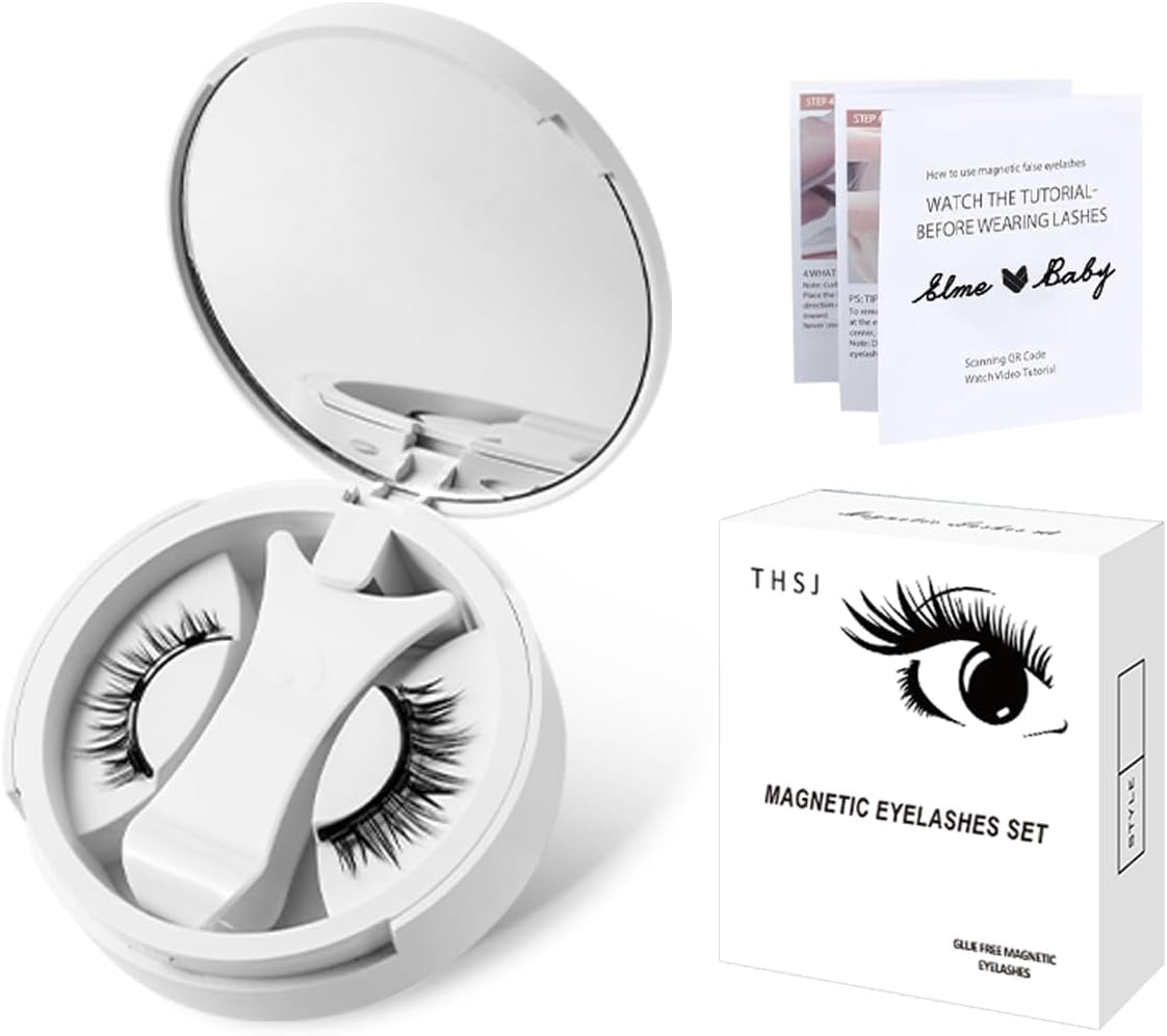 Magnetic False Eyelashes Set, 3D Magnetic Eyelashes with Storage Box, Easy to Install and Reusable (EM02)