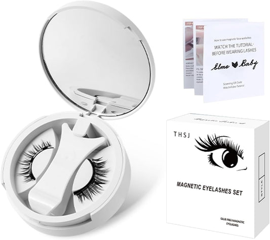 Magnetic False Eyelashes Set, 3D Magnetic Eyelashes with Storage Box, Easy to Install and Reusable (EM02)