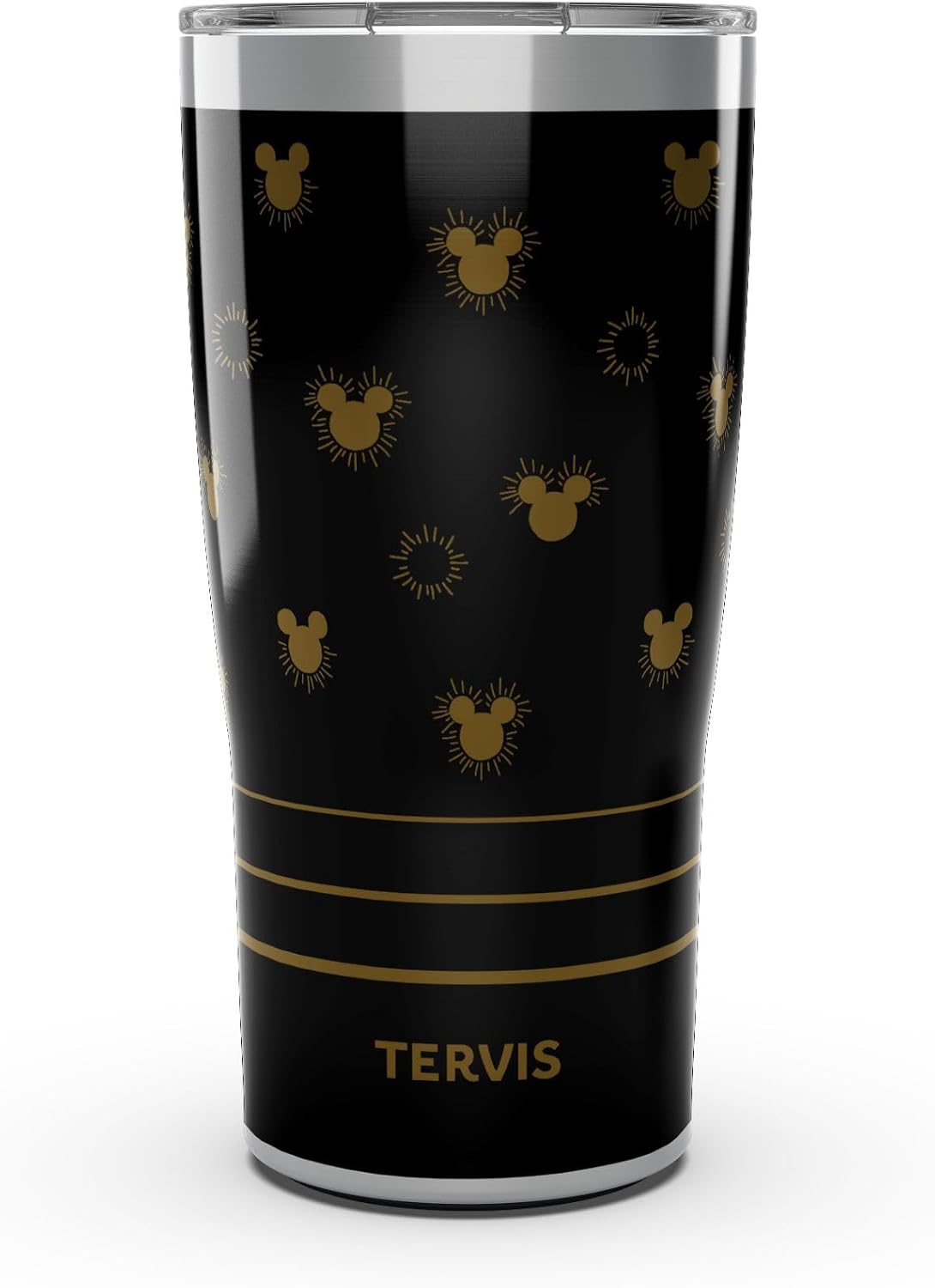Tervis Traveler Disney - Vaso aislado de triple pared de Mickey Golden Sunburst mantiene las bebidas frías y calientes, 20 onzas, acero inoxidable