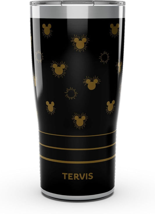 Tervis Traveler Disney - Vaso aislado de triple pared de Mickey Golden Sunburst mantiene las bebidas frías y calientes, 20 onzas, acero inoxidable
