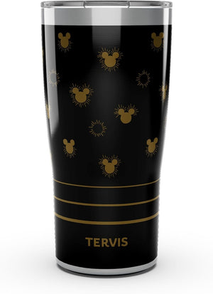 Tervis Traveler Disney - Vaso aislado de triple pared de Mickey Golden Sunburst mantiene las bebidas frías y calientes, 20 onzas, acero inoxidable