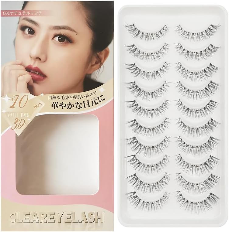 Natural False Eyelashes 3D 3D Matsueku 10 Pairs (C01 Natural Rich)