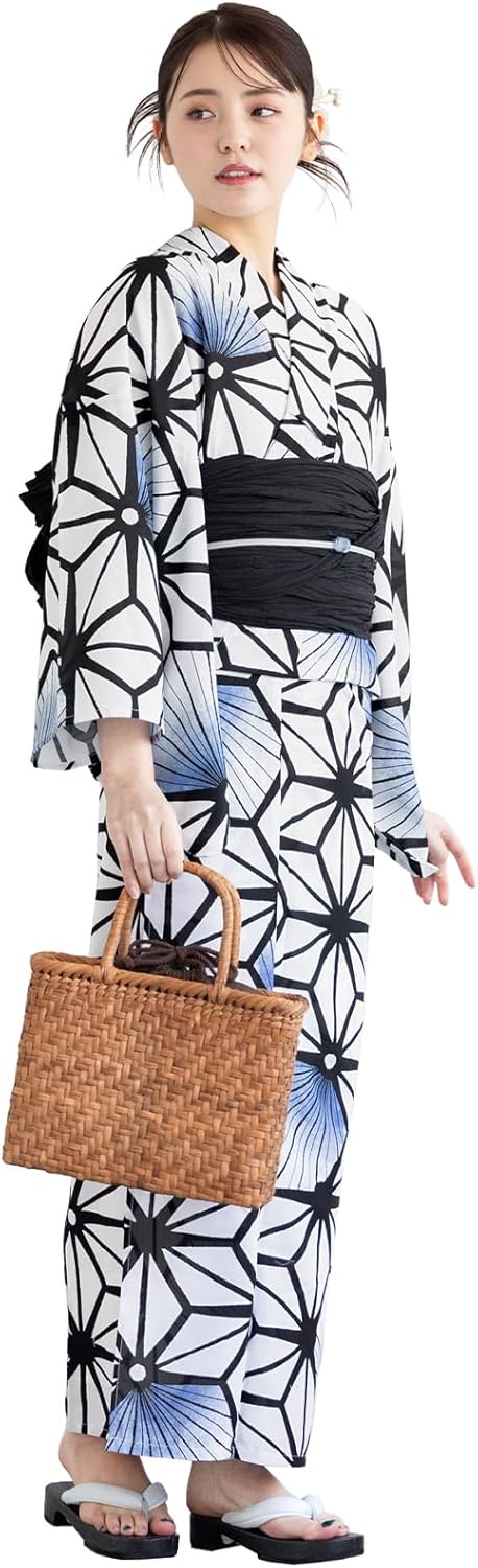 Soubien Floro Women's Yukata Set, 3 Piece Set, Separate, New Two-Part Yukata (Yukata/Band/Date Tight)