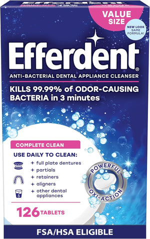 Efferdent - Tabletas de limpieza dental, completamente limpio, 102 tabletas