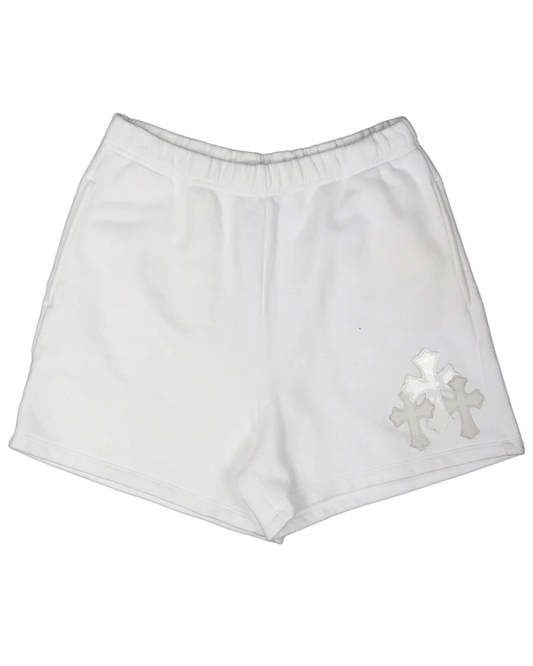 CHROME HEARTS 'WHITE' 3 CROSS PATCH SWEAT SHORTS
