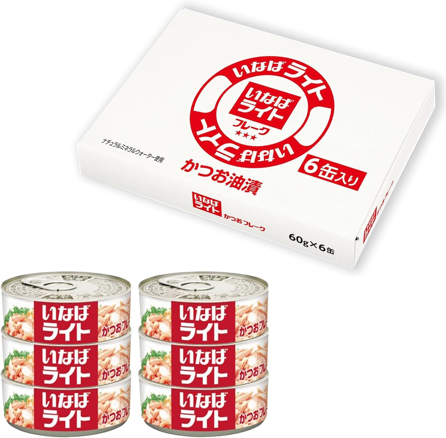 Inaba Foods Light Flakes, 60g x 6 Cans in Box [Exclusive]
