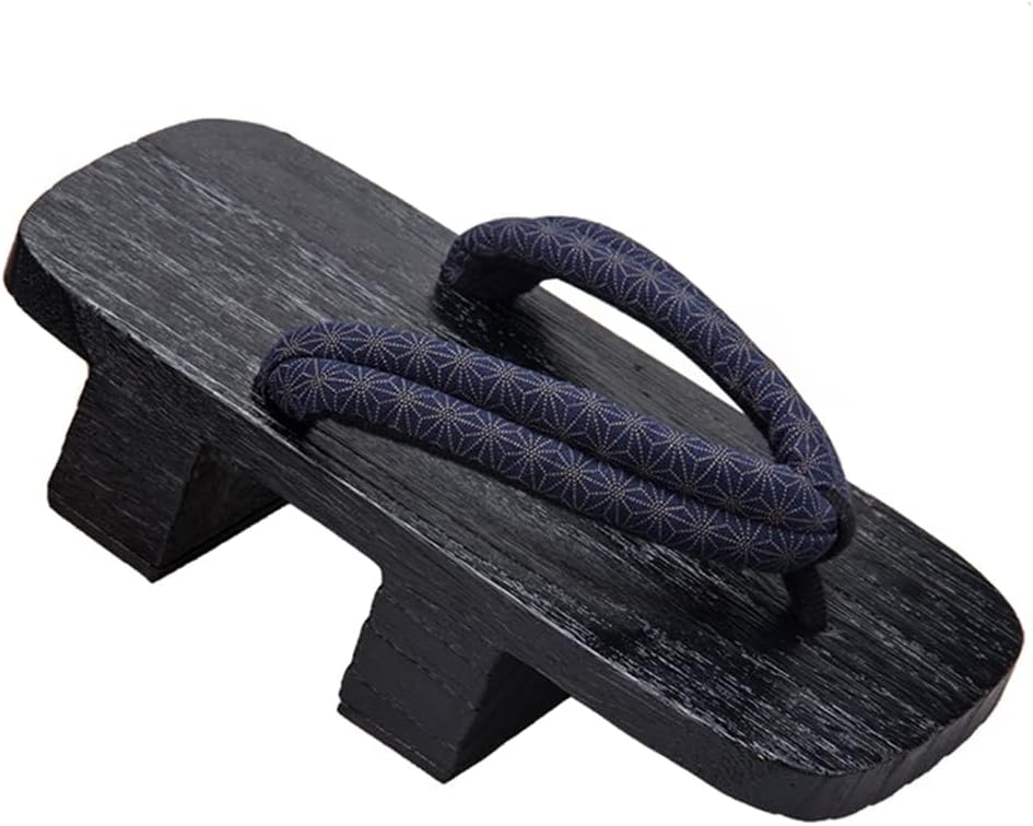 [cnstone] Men's Geta Clogs, Soft Nose Straps, Yakata/Black Lacquered Paulownia Clogs, Men's Cosplay, Two-ply Geta for Cosplay, Yukata, Summer Kimono, Unique Pattern, Men's Paulownia Clogs, Gift,