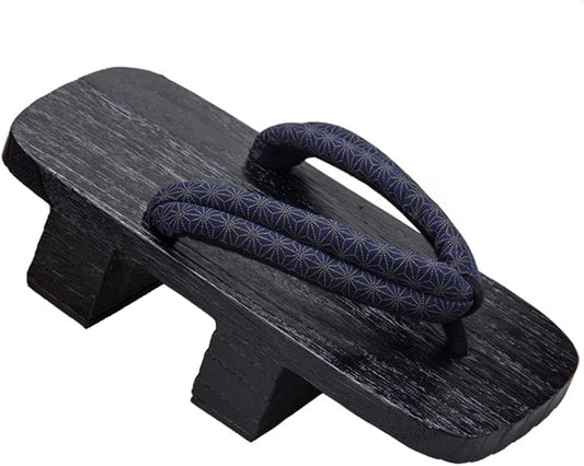 [cnstone] Men's Geta Clogs, Soft Nose Straps, Yakata/Black Lacquered Paulownia Clogs, Men's Cosplay, Two-ply Geta for Cosplay, Yukata, Summer Kimono, Unique Pattern, Men's Paulownia Clogs, Gift,
