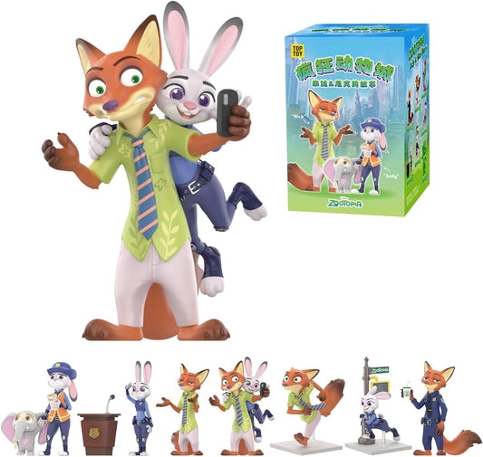 TOP TOY Disney Zootopia Judy & Nick Story Series [1 Piece] Plush Toy Blind Box Figure Soft Vinyl PVC Premium Toy Birthday Present for Disney Character Collectors