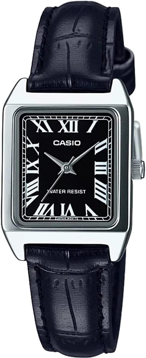 Casio LTP-V007L-1B Standard Quartz Women's Watch, Silver, Black, Overseas Model, Black Leather LTP-V007L-1B, Simple