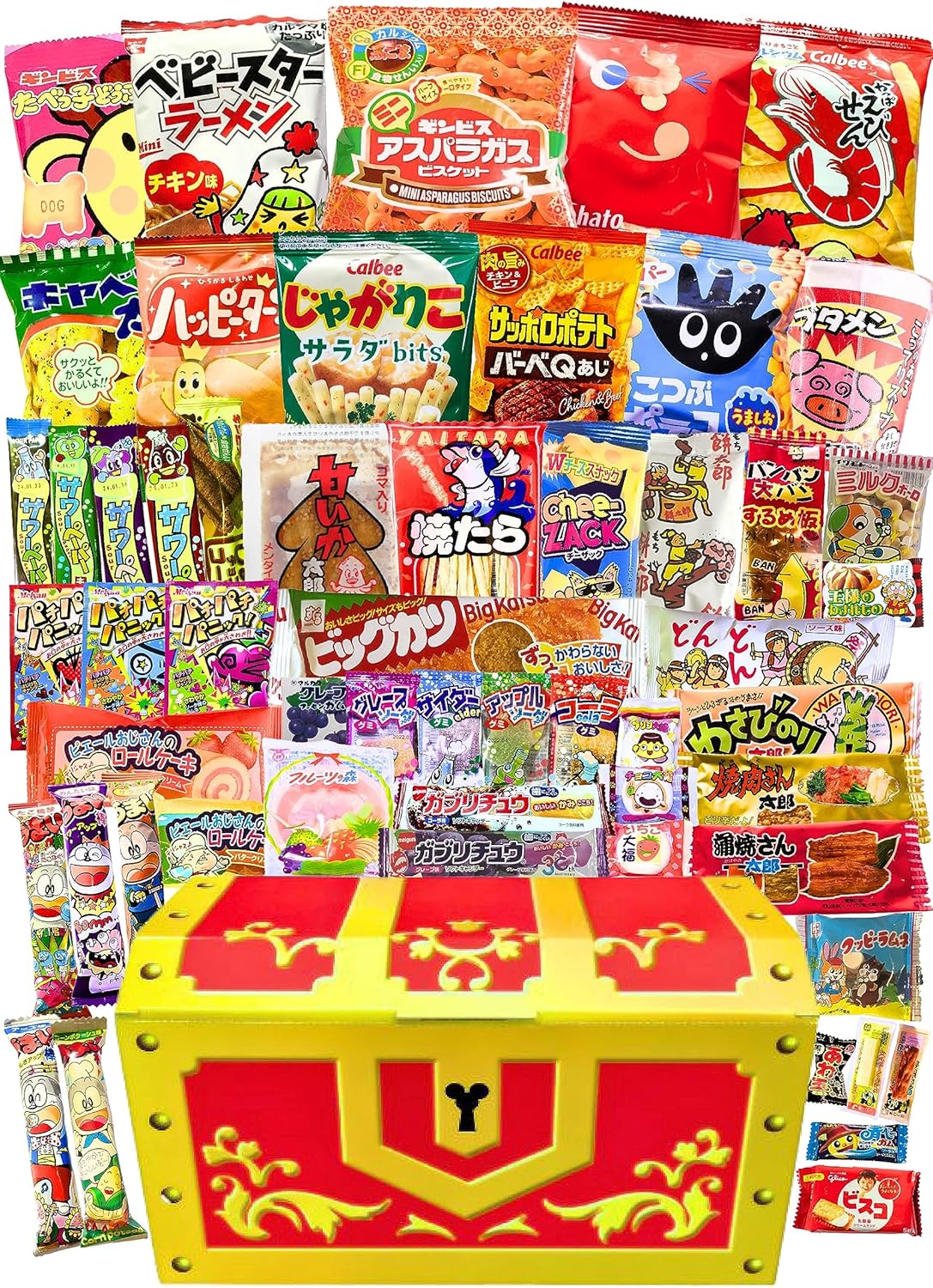 【Assorted Dagashi Snacks】 Total 55 Pieces Ban-Chu Treasure Box, Present, Children, Gift, Party, Birthday, Events, Girls' Night, Children's Gathering, Welcome Party RBR55Ⅱ