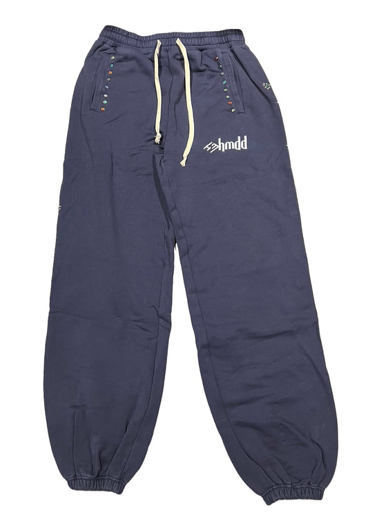 HAPPY MEMORIES DON'T DIE HMDD 'FLOWER STUDDED' NAVY SWEATPANTS