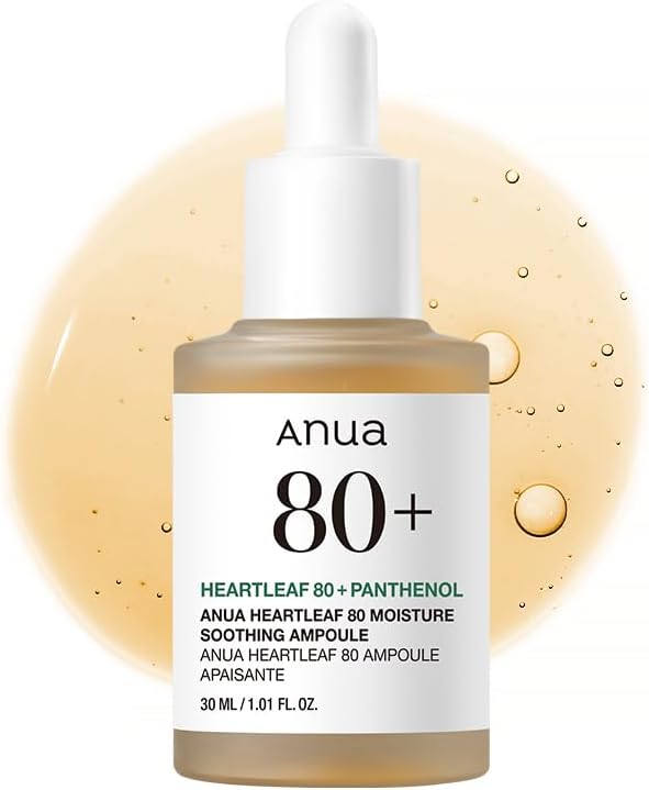 ANUA Dokudami 80 Moisture Ampoule, 1.0 fl oz (30 ml), Serum, Moisture Moisturizing, Exfoliating Care, Hyaluronic Acid, Dry Skin, Mixed Skin, Heartleaf Serum, Skin Care, Korean Beauty Essence, Korean