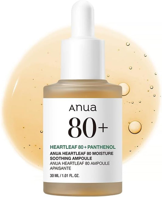ANUA Dokudami 80 Moisture Ampoule, 1.0 fl oz (30 ml), Serum, Moisture Moisturizing, Exfoliating Care, Hyaluronic Acid, Dry Skin, Mixed Skin, Heartleaf Serum, Skin Care, Korean Beauty Essence, Korean