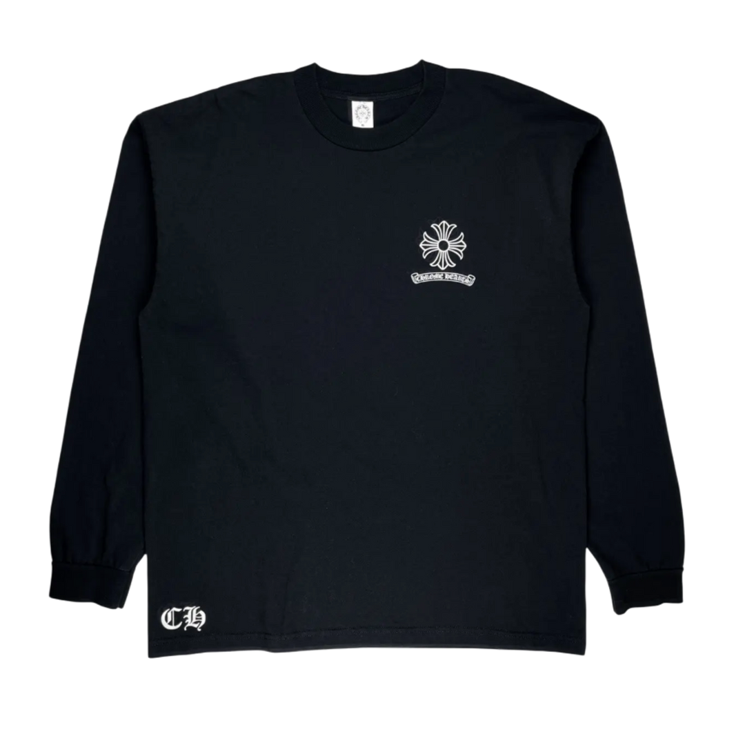 CHROME HEARTS 'STAFF WHITE CROSS' BLACK LONGSLEEVE