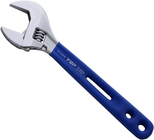 TOP HY-42G Eco Wide Adjustable Wrench, With Vinyl Grip, Opening 0.5 - 1.8 inches (12 - 46 mm)