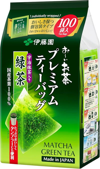 Itoen Oi Tea Premium Tea Bag, Green Tea with Matcha, 0.07 oz (1.8 g) x 100 Bags