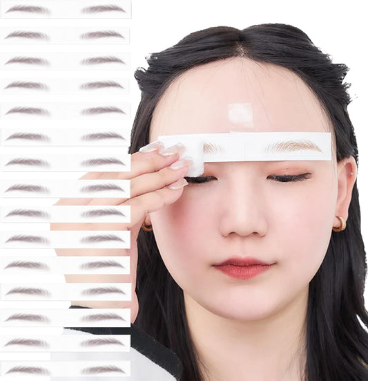 Lineastoria Eyebrow Permanent Makeup Seal, Arched, Basic Brown, Size 15 Set, Natural, 1 by 1 Real Touch, No Cutting Required, Guidelines, Symmetrical, Sweat and Water Resistant, Human Patch Tested,