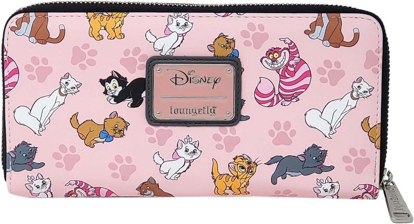 Loungefly Disney Cats - Cartera con cremallera tipo clutch de piel sintética