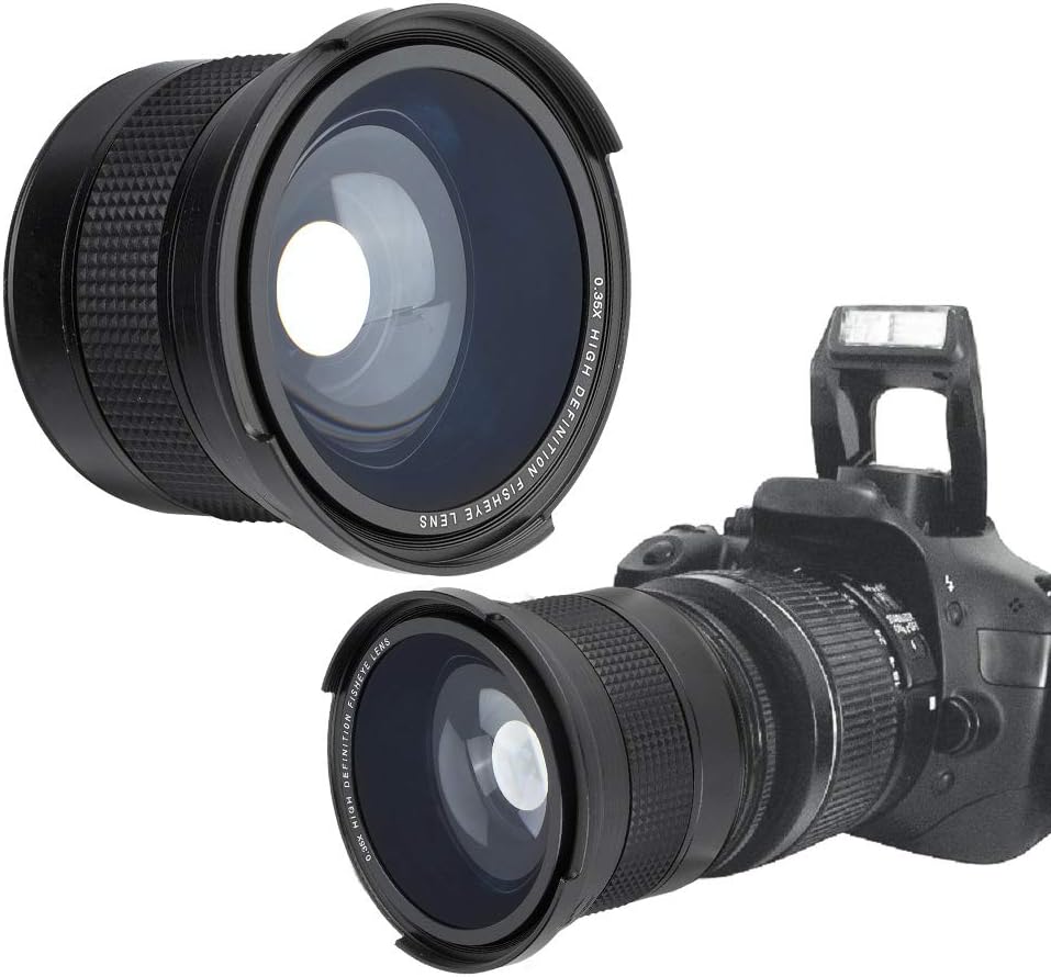 Lens 58MM 0.35X Fisheye Super Wide Angle Lens, Professional Super Wide Angle Aspherical Fisheye Lens for SLR DSLR Camera Black Fisheye Lens