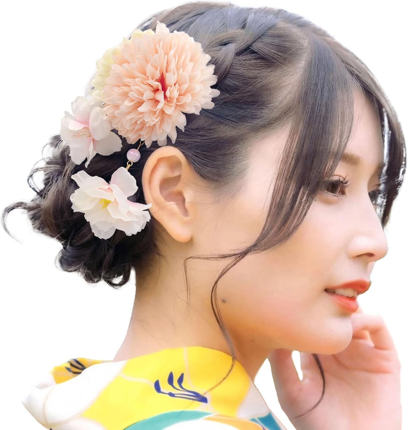 Baramoly YC006 Hair Ornament, Headdress, Yukata, Kimono, Kimono, Clip, Chrysanthemum, Dried Flowers, Stylish, Precise, Cute, Summer Festival, Fireworks Display, Flower Viewing, Graduation Ceremony
