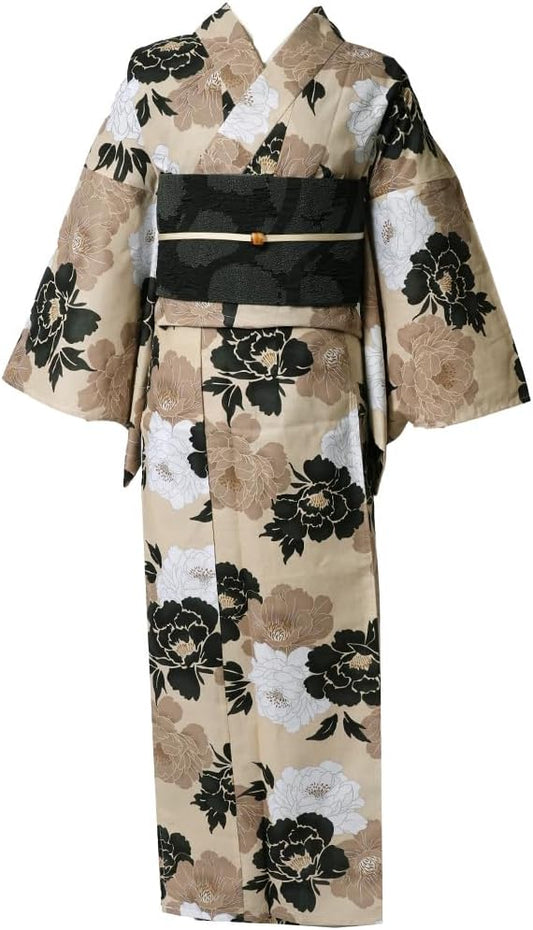 [dear-japan] Women's Yukata Separate, White Background, Floral Pattern, Classic Pattern, For Teens, 20's, 30s, Retro Modern, Women's, Single Item, Yukata, Two-Part Style