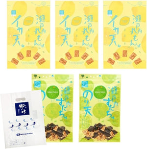 【Maruka Foods Official Online Store】 Fried Squid Setouchi Lemon Flavor Nori Tempura Setouchi Sudachi Flavor 2-Type Set with Original Bag, Snack, Confectionery Assortment, Nori Tempura, Fried Squid