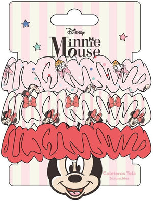 Disney Minnie Mouse 3 Pack Soft Non Slip Ponytail Holder Scrunchies (2 Prints, 1 Solid Color)