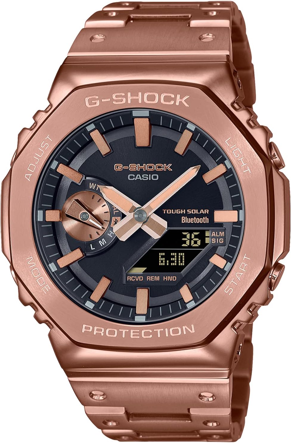 Casio GM-B2100GD-5AJF Men's Wristwatch, Full Metal, Solar, Bluetooth Included, Rose Gold, Limited Edition / Full Metal (Rose Gold), Bracelet Type
