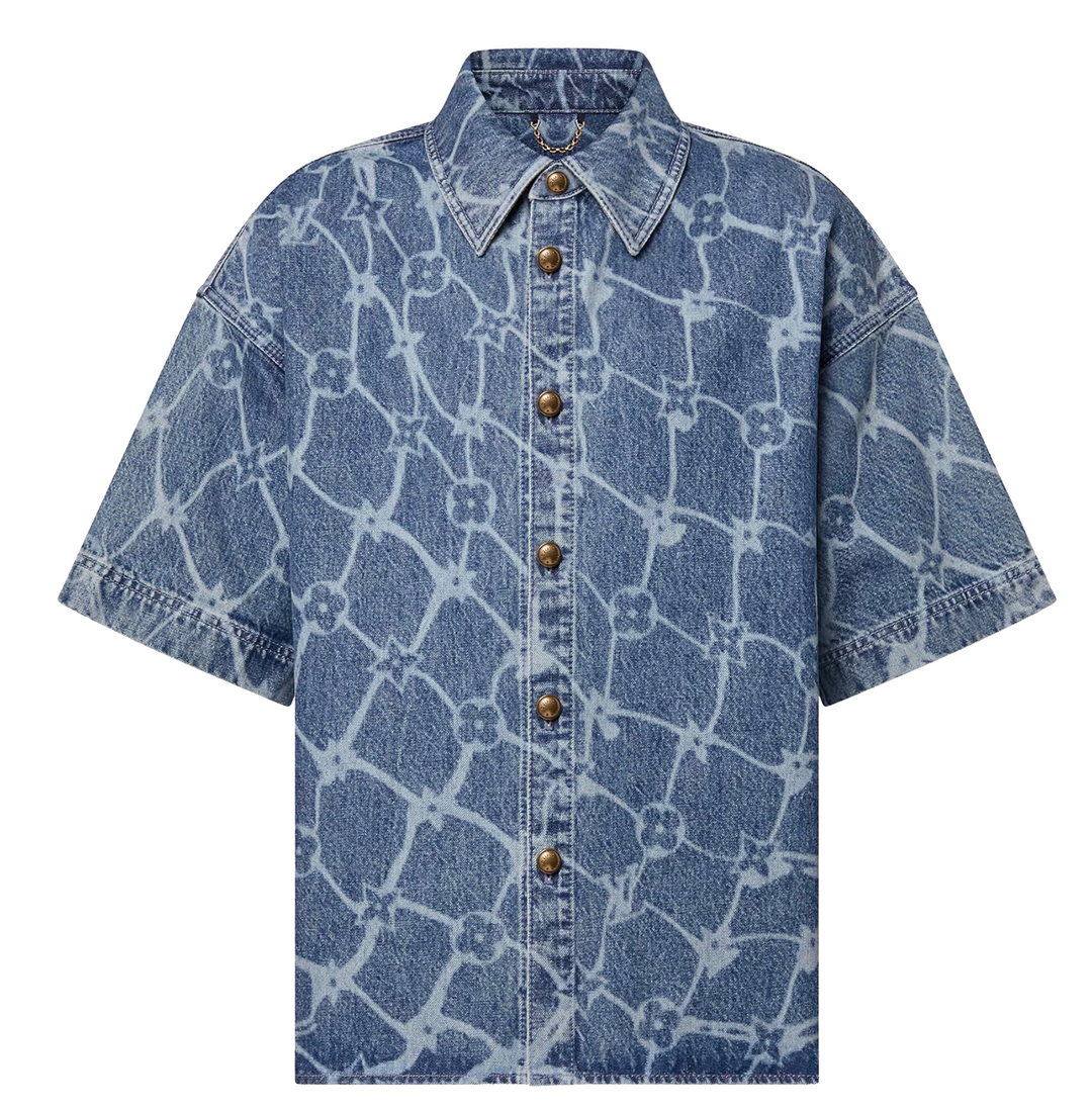LOUIS VUITTON 'FISHNET GRAPHIC' DENIM SHIRT
