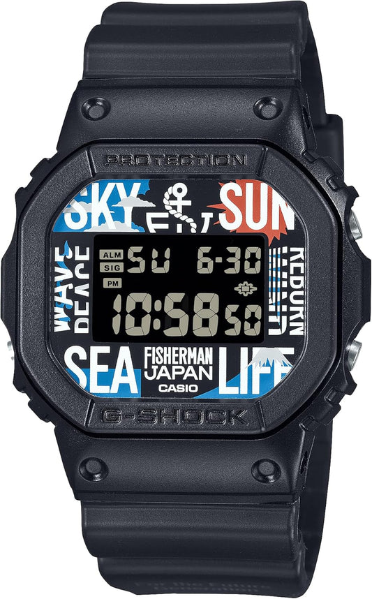 Casio DW-5600RF24-1JR DW-5600RF24-1JR Men's Wristwatch, Black, Limited Model: Reborn Art Festival / FISHERMAN JAPAN collaboration model, sports