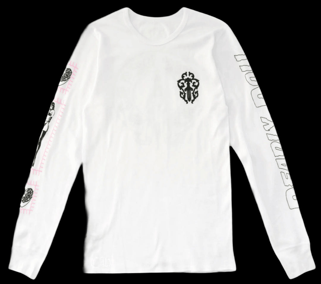 CHROME HEARTS DEADLY DOLL WAFFLE THERMAL LONG SLEEVE WHITE