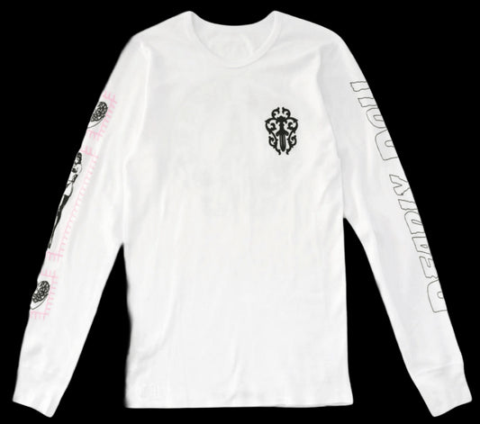 CHROME HEARTS DEADLY DOLL WAFFLE THERMAL LONG SLEEVE WHITE