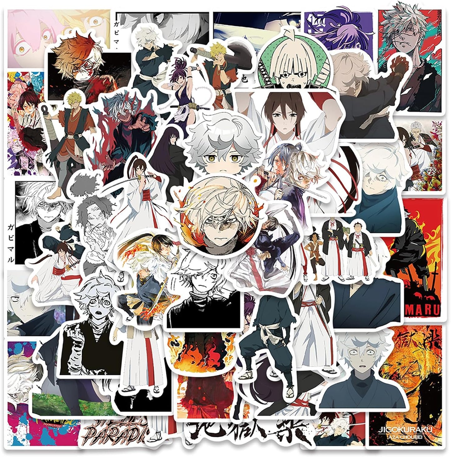 For Hell Raku Stickers Set, Fashionable Anime for Hell Raku Stickers, Waterproof, Cute Cartoon Stickers, Notebook, Stickers, DIY, Car, Motorcycle, Helmet, PC, Snowboard, Smartphone, Stickers,