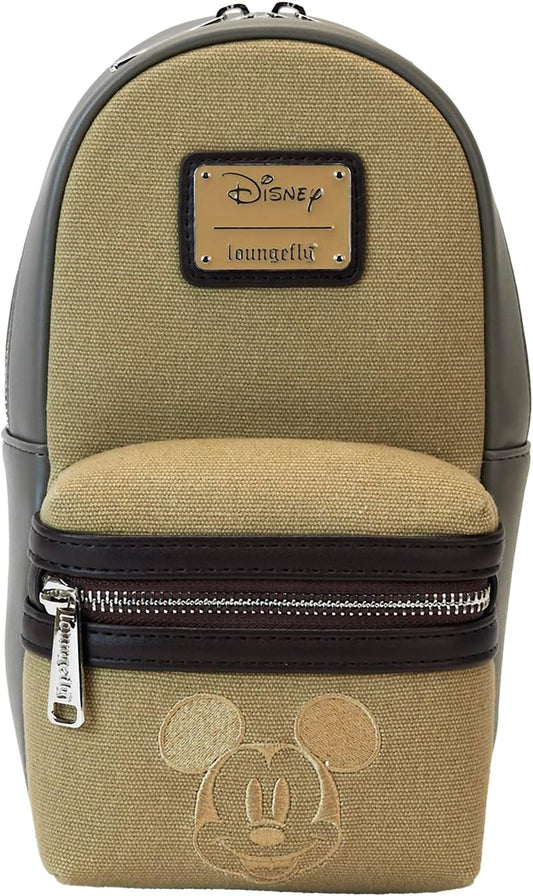Loungefly Disney Mickey y sus amigos - Bolso bandolera de cuero sintético y lona con botella de agua