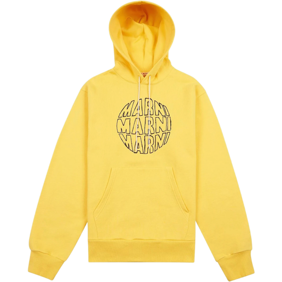 MARNI 'YELLOW' TRIPLE CIRCULAR LOGO HOODED SWEATSHIRT