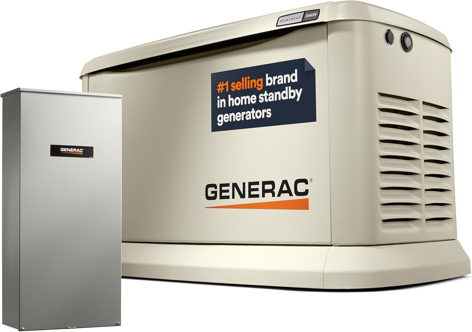Generac Guardian 26KW Tough Durable All Aluminum WiFi Enabled Home Standby Generator with G-Force Engine and 200Amp Transfer Switch