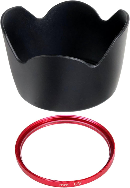 F-Foto ET-60 II Lens Hood and 58mm Red Frame Lens Filter Set (Compatible Lens: Canon RF 75-300mm F4-5.6 Lens, Compatible, Japanese Company) ET60II-58RF-SET