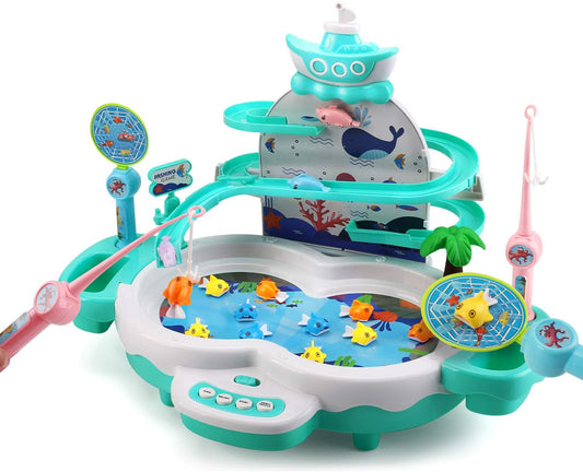 Cute Stone Fishing Game 2in1 Fishing Toy Educational Toy Water Play Toy Magnetic Fishing Fishing Play Indoor Game with Music Tabletop Game Unisex Suitable for Boys and Girls Entrance Celebration