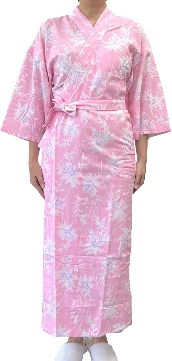 Hanasan Naturre Sleepwear, Double Layered Gauze, Made in Japan, 100% Cotton, Front Opening, Waist Straps, Colors, Nemaki, Women's, S, M, L, Patterns Available
