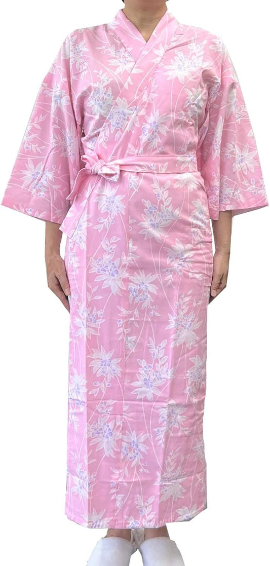 Hanasan Naturre Sleepwear, Double Layered Gauze, Made in Japan, 100% Cotton, Front Opening, Waist Straps, Colors, Nemaki, Women's, S, M, L, Patterns Available
