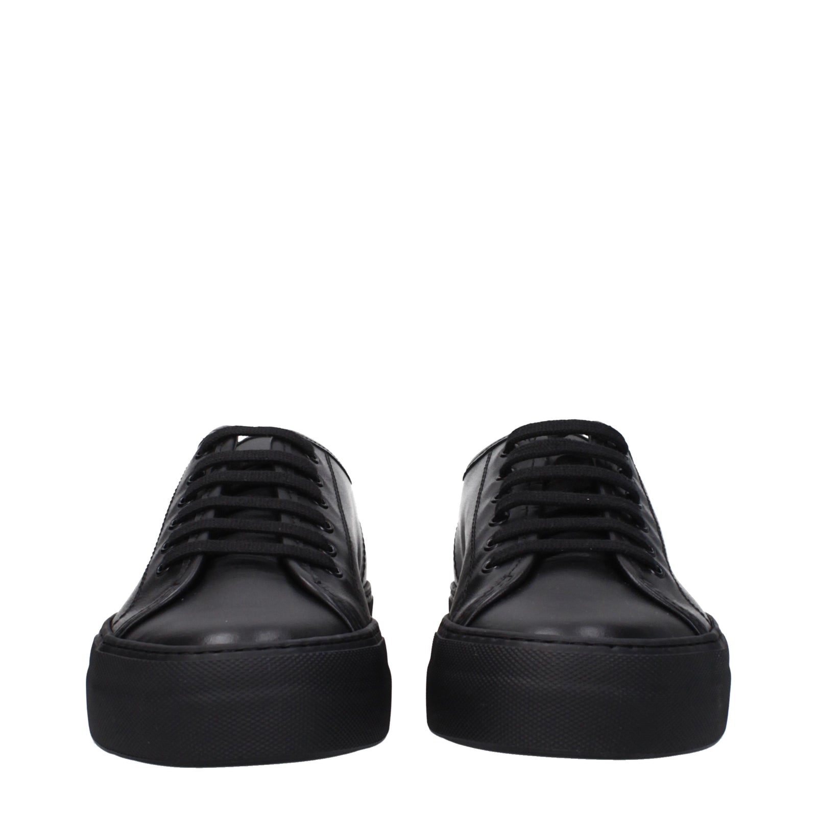 Common Projects 一般的なプロジェクトスニーカーレザーブラック - Image 1