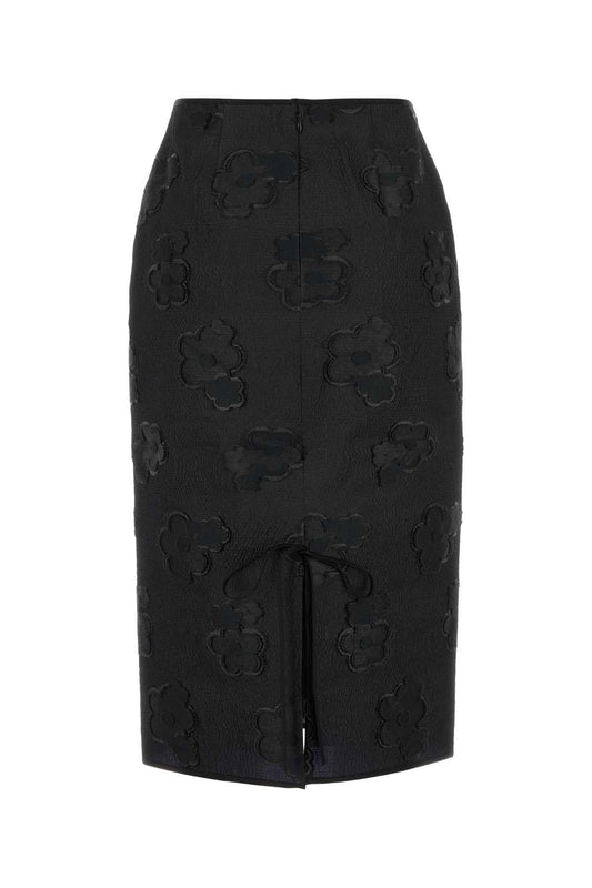 Cecilie Bahnsen セシリー・バーンセンブラックシルクブレンドアレグラスカート - Image 1