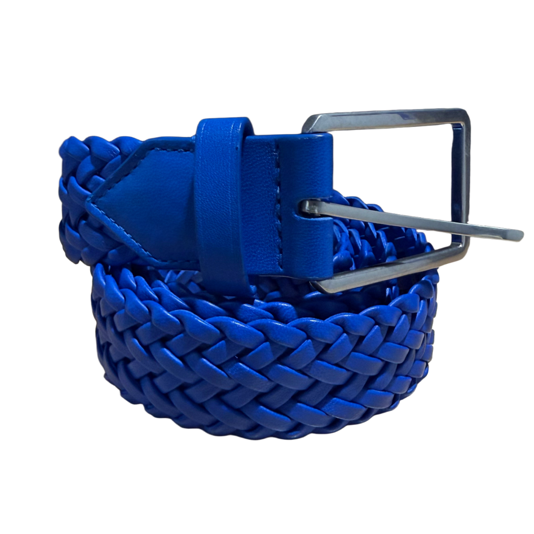 BOTTEGA VENETA 'BLUE' WOVEN CHEVRON BELT